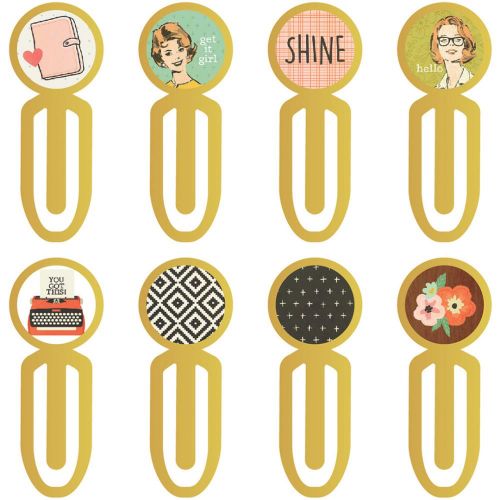 Simple Stories - Carpe Diem - The Reset Girl Epoxy Top Metal Clips 8/Pkg