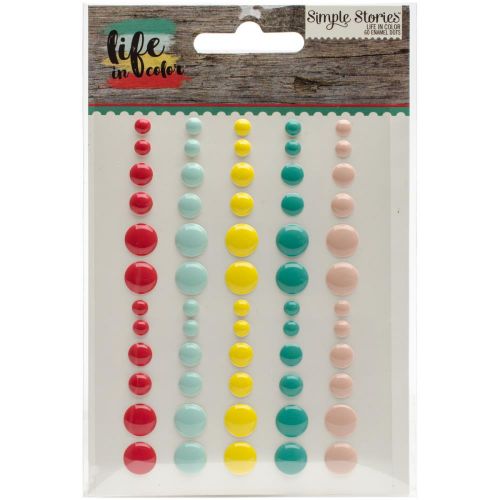 Simple Stories - Life in Color Enamel Dots Embellishments 60/Pkg