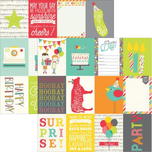 Simple Stories - Let's Party Double-Sided Elements Cardstock 12"X12" - 3"X4" Journaling Cards