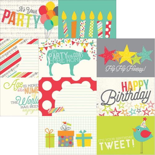 Simple Stories - Let's Party Double-Sided Elements Cardstock 12"X12" - 4"X6" Horizontal Journaling Cards