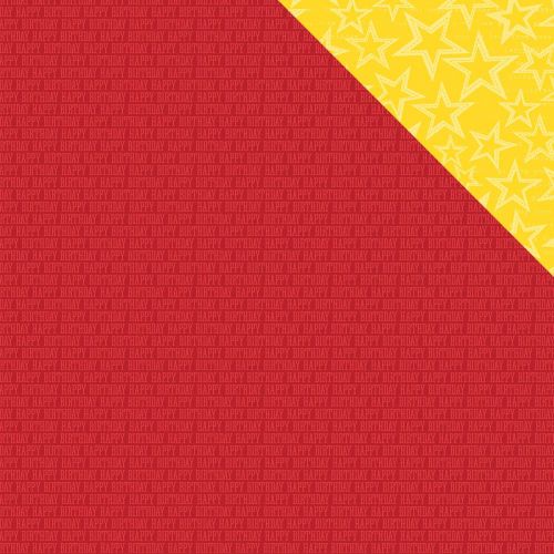 Simple Stories - Let's Party Double-Sided Cardstock 12"X12" - Red Wishes/Yellow Stars Simple Basic