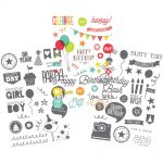Simple Stories - Let's Party Clear Stickers 4"X6" Sheets 3/Pkg - 2 Gray & 1 Color