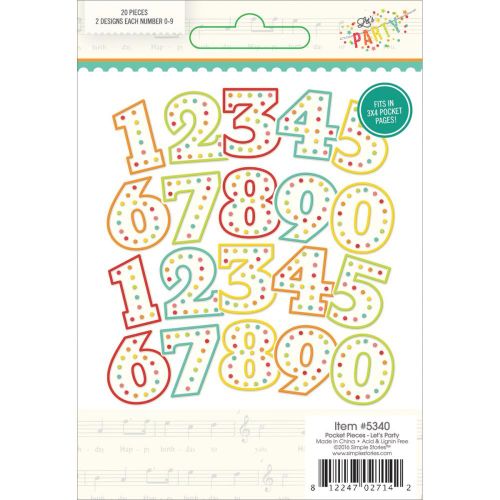 Simple Stories - Let's Party Pocket Pieces Die-Cuts 20/Pkg - Numbers; 2ea of 0 - 9