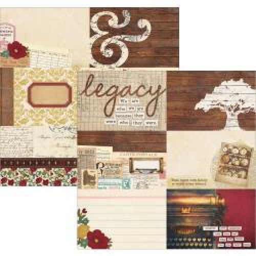 Simple Stories - Legacy - Double-Sided Cardstock 12"X12" - 4"X6" Horizontal Journaling Card Elements