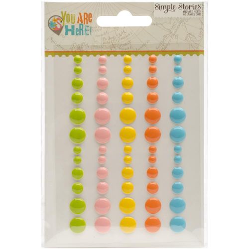 Simple Stories - You Are Here! Enamel Dots Embellishments 60/Pkg