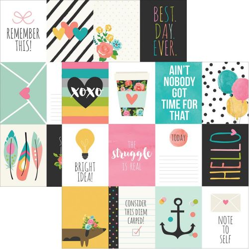 Simple Stories - Carpe Diem Double-Sided Elements Cardstock 12"X12" - 3"X4" Journaling Cards