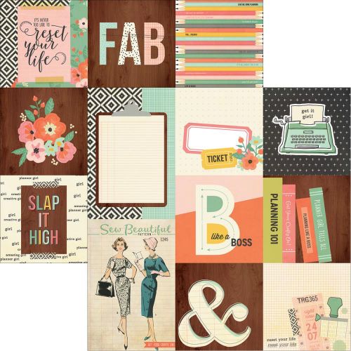 Simple Stories - Carpe Diem - The Reset Girl Double-Sided Elements Cardstock 12"X12" - 4"X4" & 4"X6" Vertical Journaling Cards