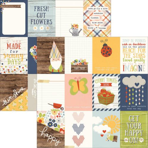 Simple Stories - Bloom & Grow - Double-Sided Elements Cardstock 12"X12" - 3"X4" Journaling Cards