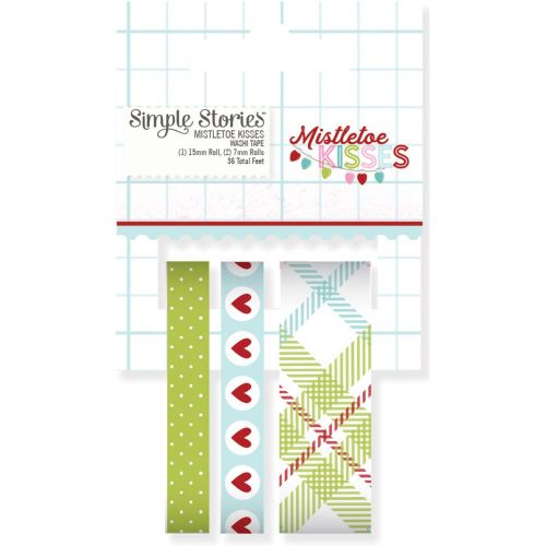 Simple Stories - Mistletoe Kisses - Washi Tape 36' Total - 3 Rolls - (1) 15mm & (2) 7mm