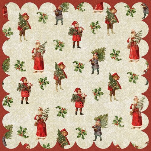 My Mind's Eye - Vintage Christmas -12x12" Double Sided Patterned Glittered Paper - Tree Trimmer Paper