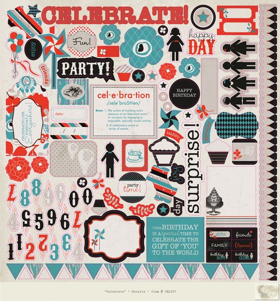 Authentique - Celebrate - Details 12x12 Sticker sheet