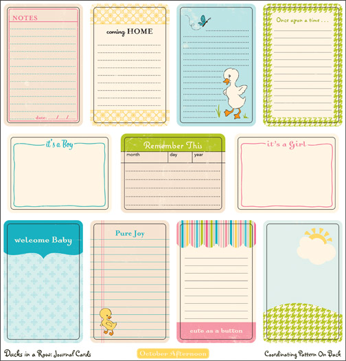 October Afternoon - Ducks in a Row - Die Cuts - Journaling Cards