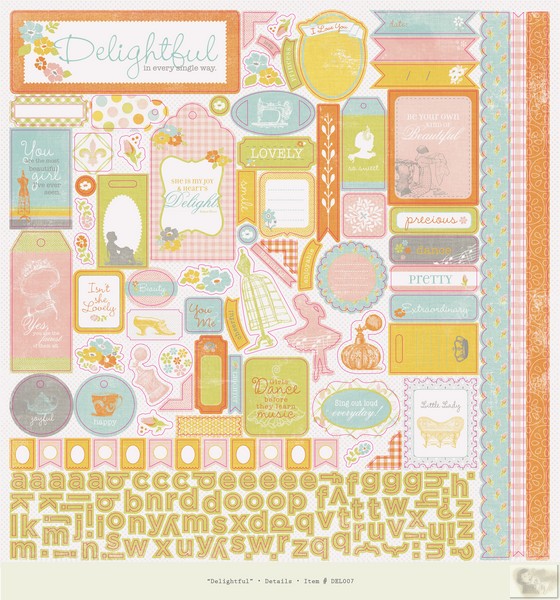 Authentique -Delightful - Details 12x12 Sticker sheet