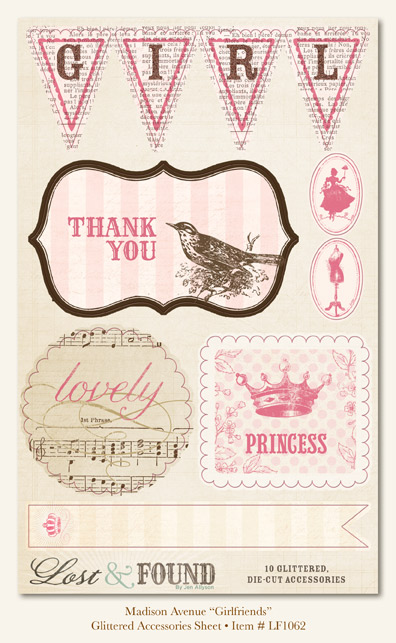 My Minds Eye - Lost & Found - Madison Avenue "Girlfriends" Glittered Accessories Sheet