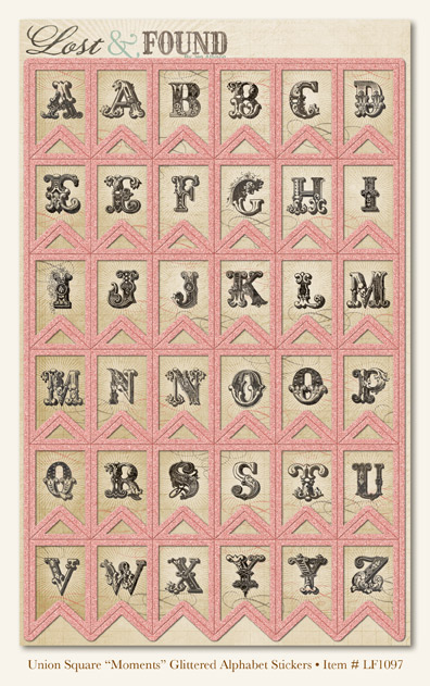 My Minds Eye - Lost & Found - Union Square "Moments" Glittered Alphabet Stickers
