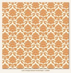 My Minds Eye - Lush Orange Damask Flocked Paper