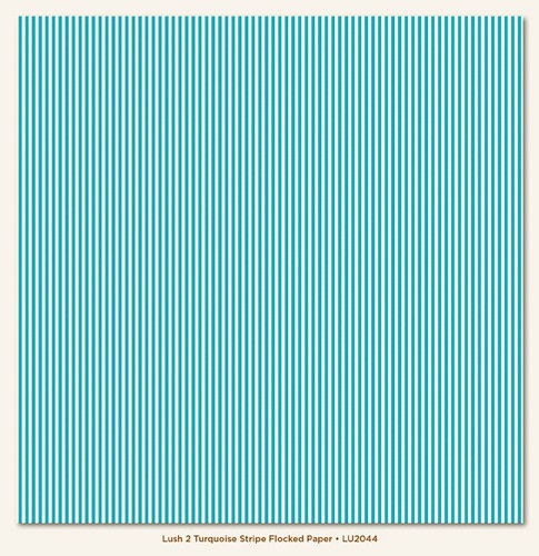 My Minds Eye - Lush - Turquoise - Stripe Flocked Paper