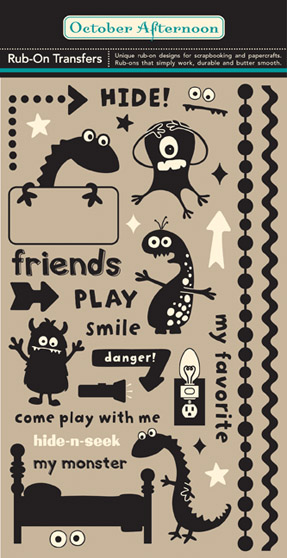 October Afternoon - Night Light - Rub-ons - Under My Bed (Black & Cream)