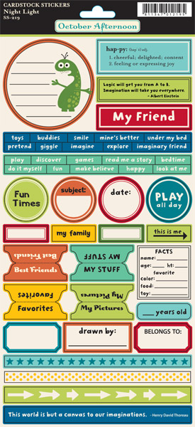 October Afternoon - Night Light - Sticker Word Sheet