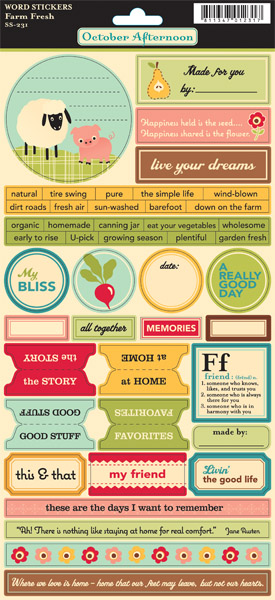 October Afternoon - Farm Fresh - Sticker Word Sheet