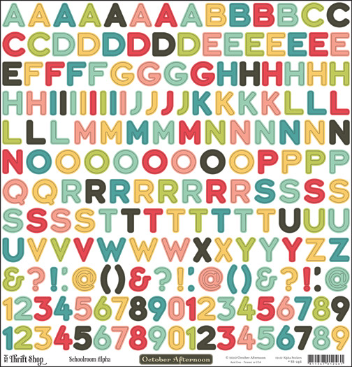 October Afternoon - Thrift Shop - Sticker 12x12 Alpha Sheet